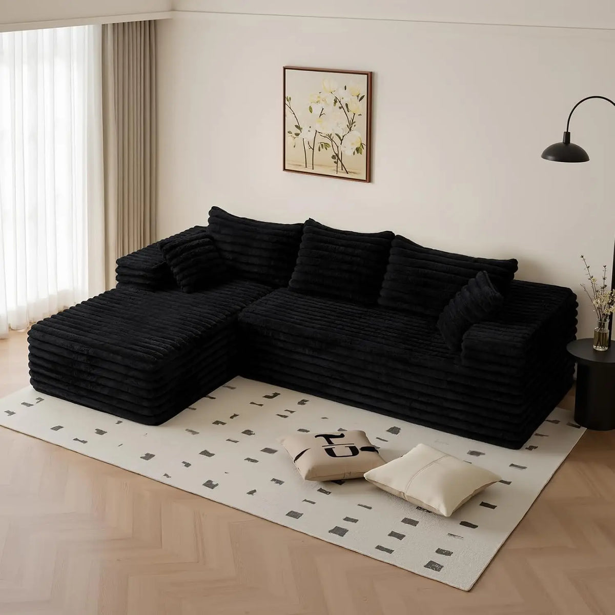 102.4" L-Shaped Boneless Cloud Modular Sectional Sofa With Chaise For Living Room, Customized