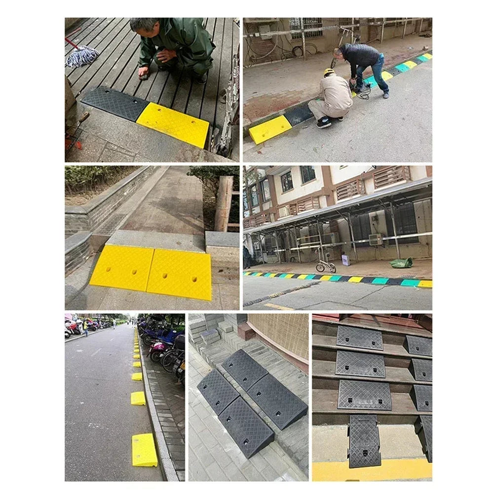 Plastic Threshold Ramp Rise Door Ramp Car Ramp Curb Ramp For For Loading Docks Garage Sidewalk Truck Scooter Bike Motorcycle And