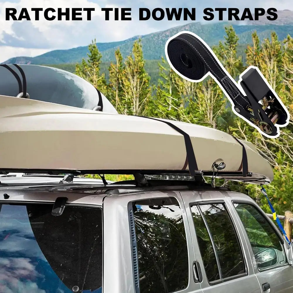 Ratchet Straps Tie Down Heavy Duty Adjustable Car Tie Down Reinforced Adjustable Axle Straps 1760lb Max Break Strength