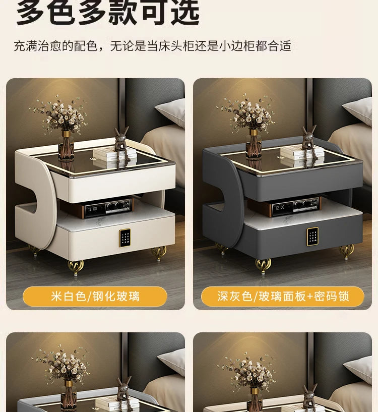 Modern Designer Nightstands With Lock Minimalist Premium Aesthetic Bedside Table Metal Legs Glamour Table De Nuit Furnitures