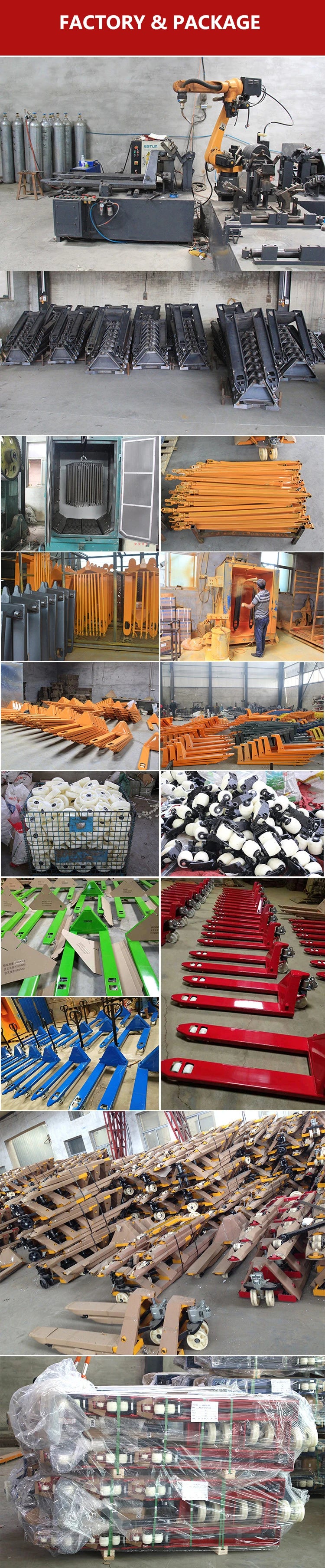 1600kg Manual Hand Pallet Truck 4mm Steel Off-Road with PU/Nylon/Rubber Wheels Easy Moving