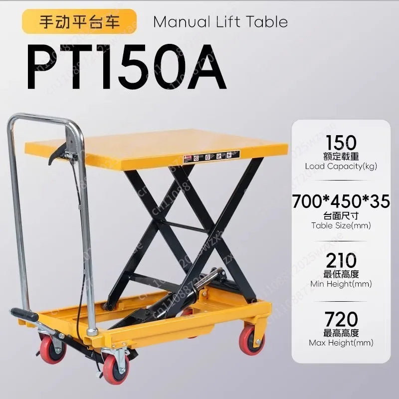 Manual Lifting Platform Truck Scissor Hydraulic Lift Loading and Unloading Truck Small Lifting Table Trailer