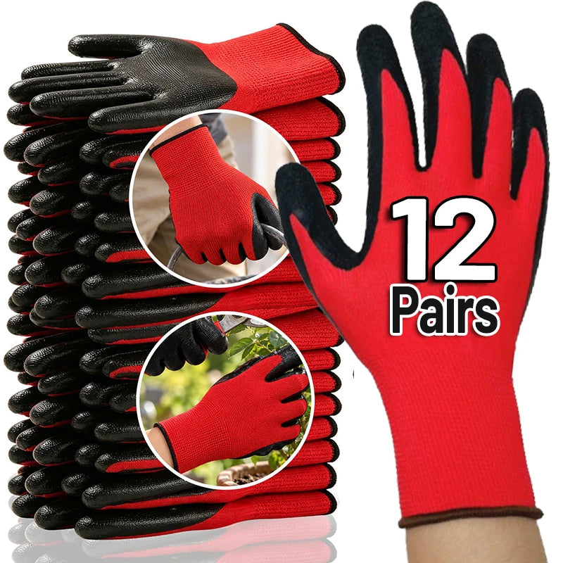 Anti Slip Wear-resistant Work Gloves Thick Latex Safety Work Gloves Palm Coated Gloves Gardening Mechanics Gardening Work Gloves