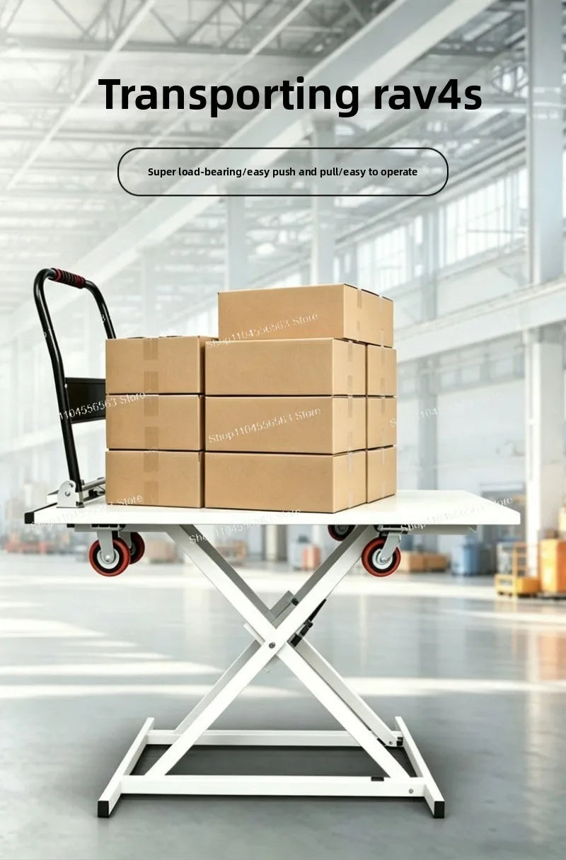 Electric Lift Trolley Electric Hydraulic Lift Portable Truck Handling Scissor Fork Mobile Flatbed Truck