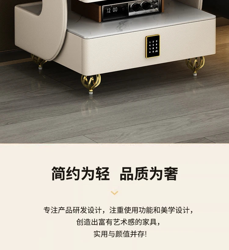 Modern Designer Nightstands With Lock Minimalist Premium Aesthetic Bedside Table Metal Legs Glamour Table De Nuit Furnitures