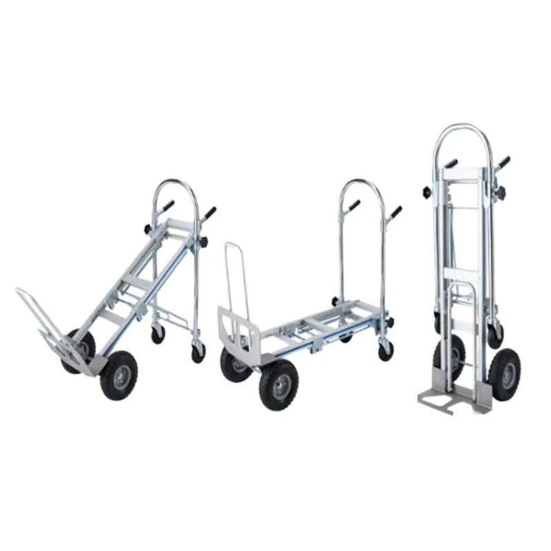 Heavy Duty Foldable Steel Hand Truck 300kg Industrial Storage Tools Transportation Garden Cart Platform Trolley Rubber