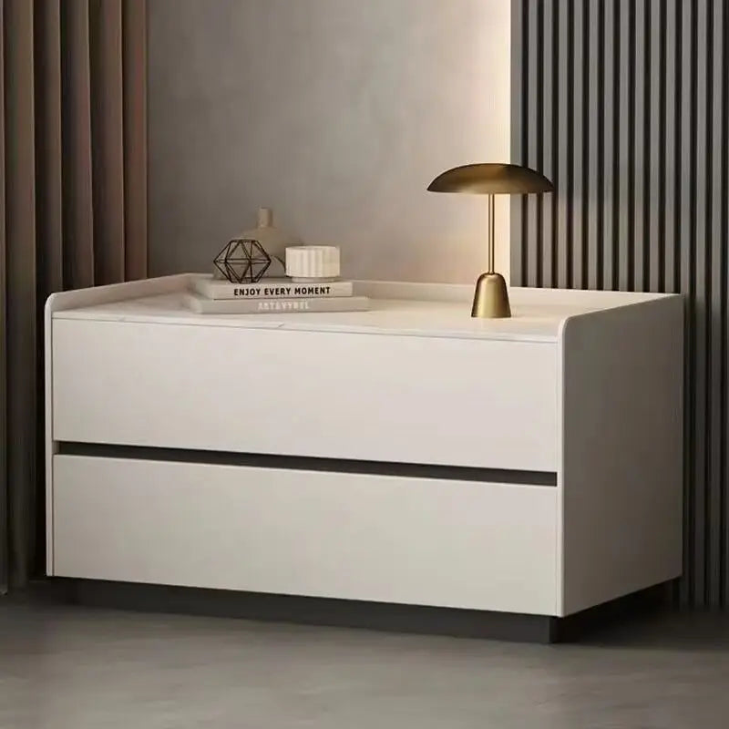 Solid Wood Nightstand No Assembly Large Drawer Hidden Handles Rounded Corners Safe Eco-Friendly Bedroom Furniture
