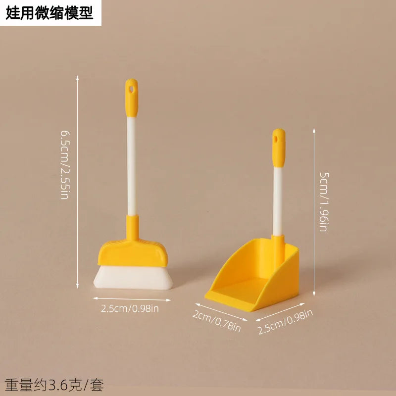 1:12 Dollhouse Mini Cleaning Tools Set Broom 1set Model Dustpan Simulation Scene Accessories Miniature Home Decor Decoration
