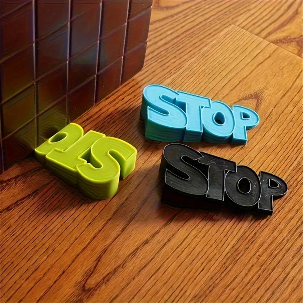 1 Practical Household Door Stopper with English Letter Stop, Creative and Safe Silicone Door Stopper