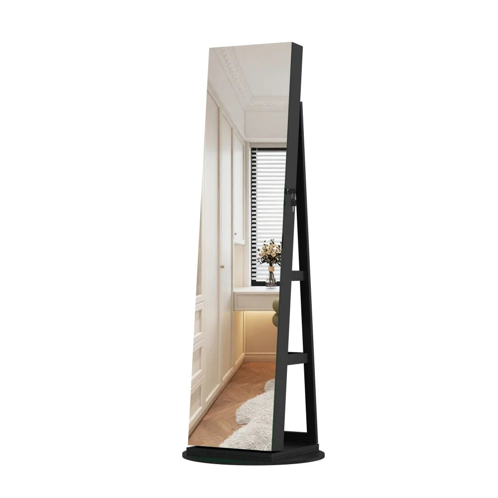 Dresser Jewelry Makeup Movable Rotation Big Mirror Lock Vanity Table Large Storage For Bedroom