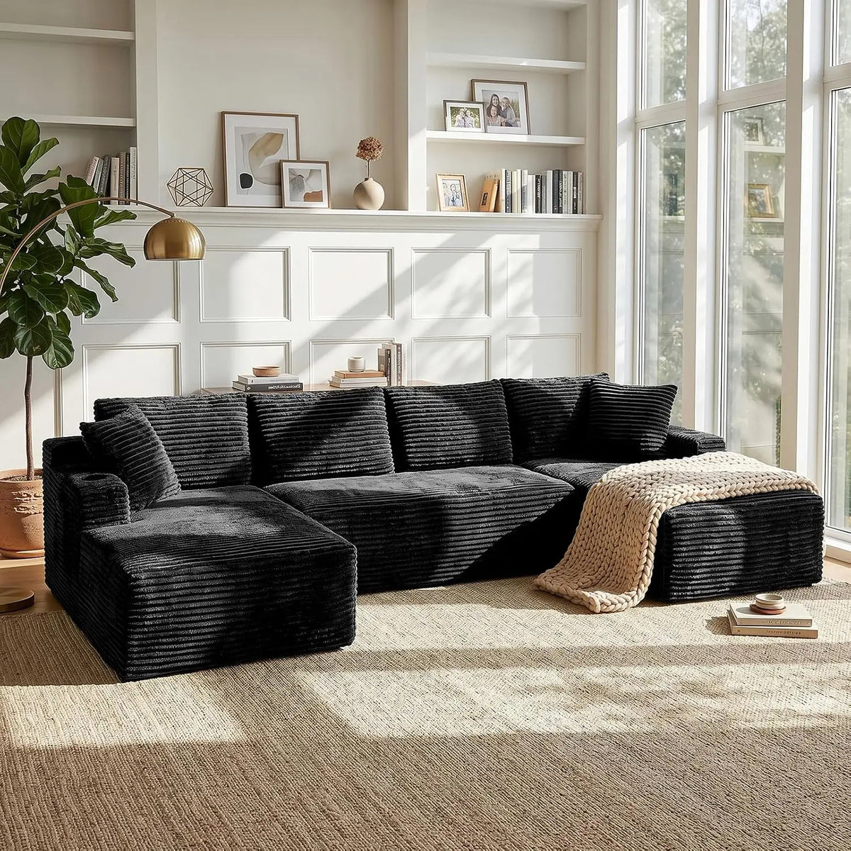 102.4" L-Shaped Boneless Cloud Modular Sectional Sofa With Chaise For Living Room, Customized