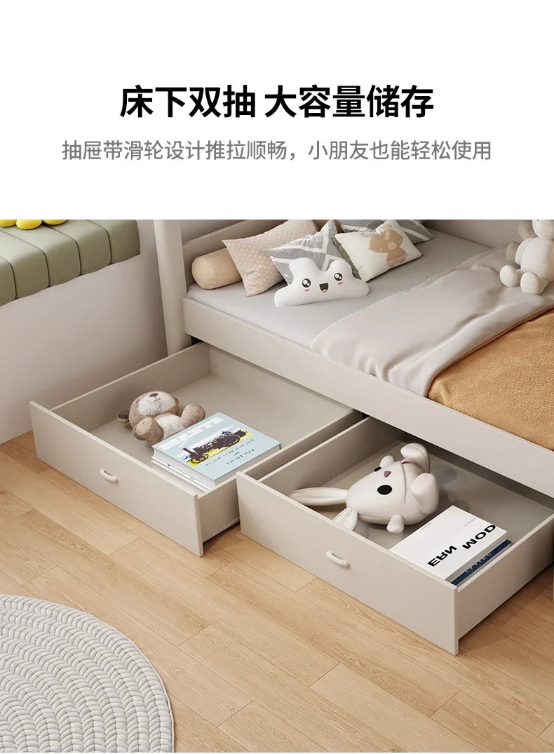 135x190cm Modern Bunk Full Size Bed Full Sizebed Frame Dorm Room Essential Loftbed With Desk Loft Beds Double Home Furniture
