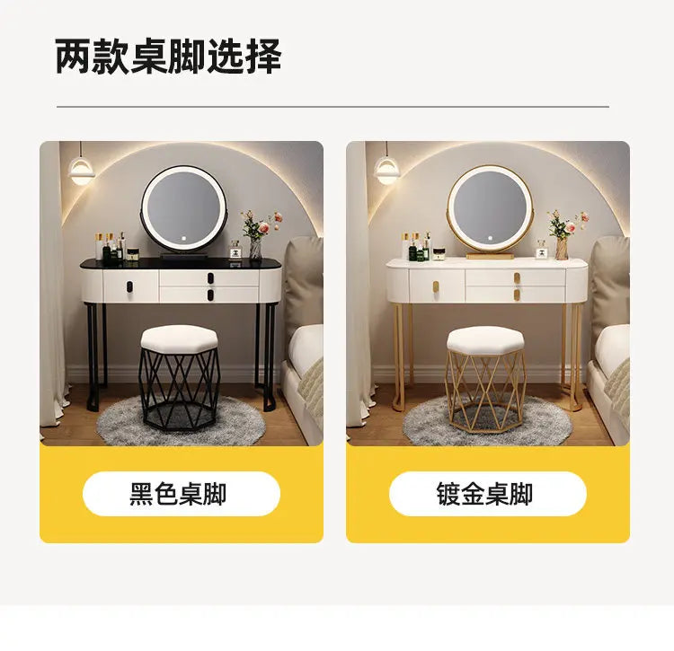 Led Light Mirror Dressing Table Desk Drawers French Wood Vintage Elegant Makeup Vanity Luxury Modern Storage Pink Furniture