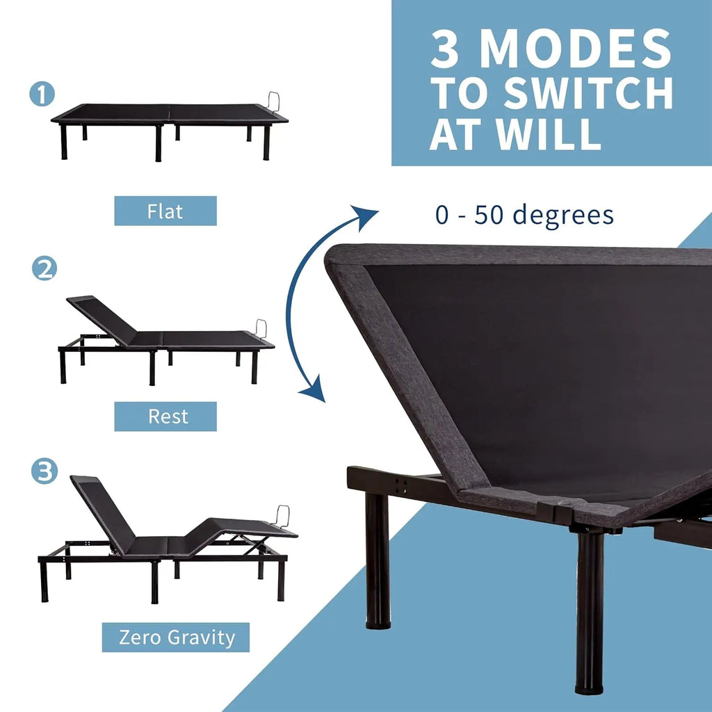 Adjustable Electric Bed Frame Full Size, Motorized Base, USB, Customized