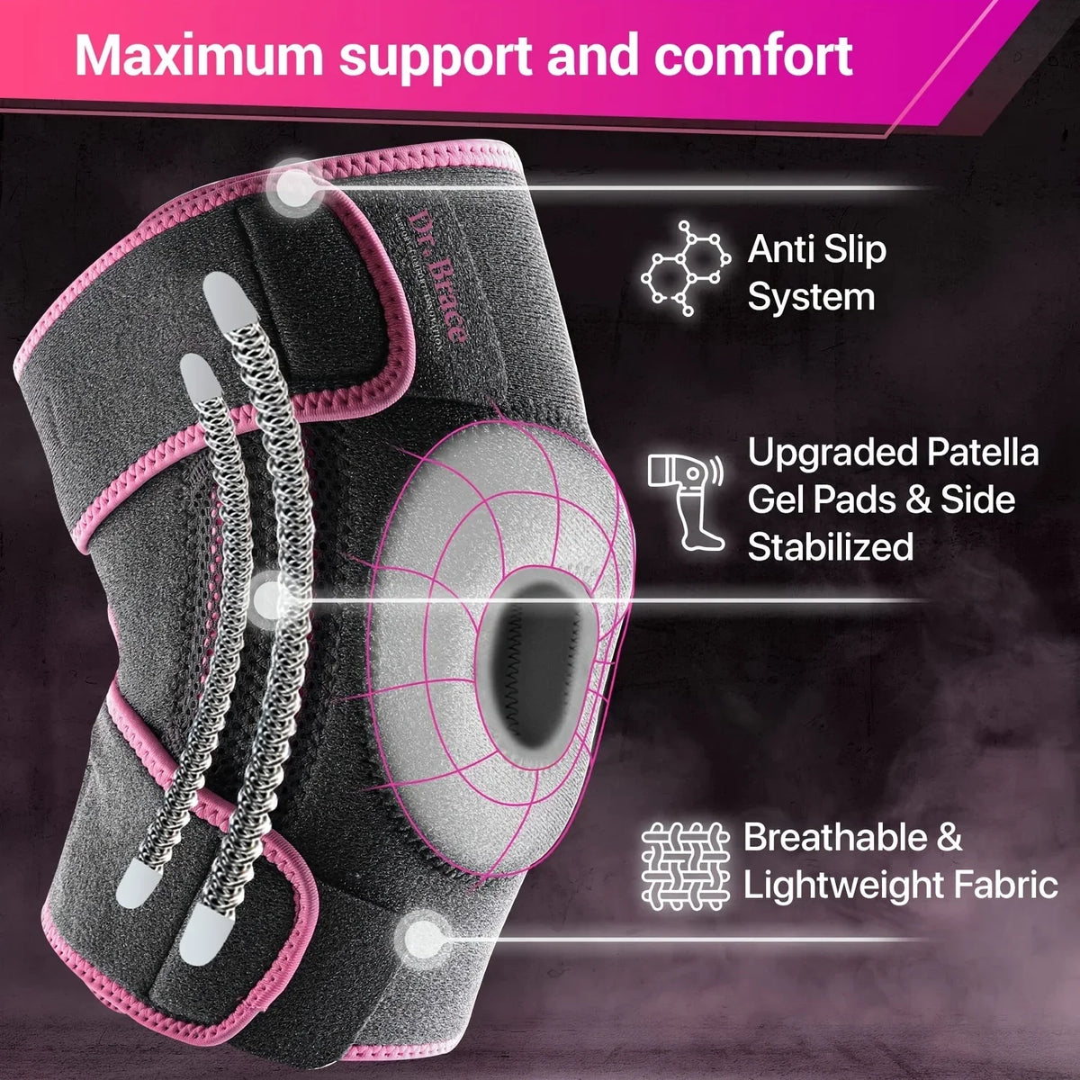 1pcs Knee Brace with Side Stabilizers & Patella Gel Pads for Maximum Knee Pain Support and fast recovery for men and women