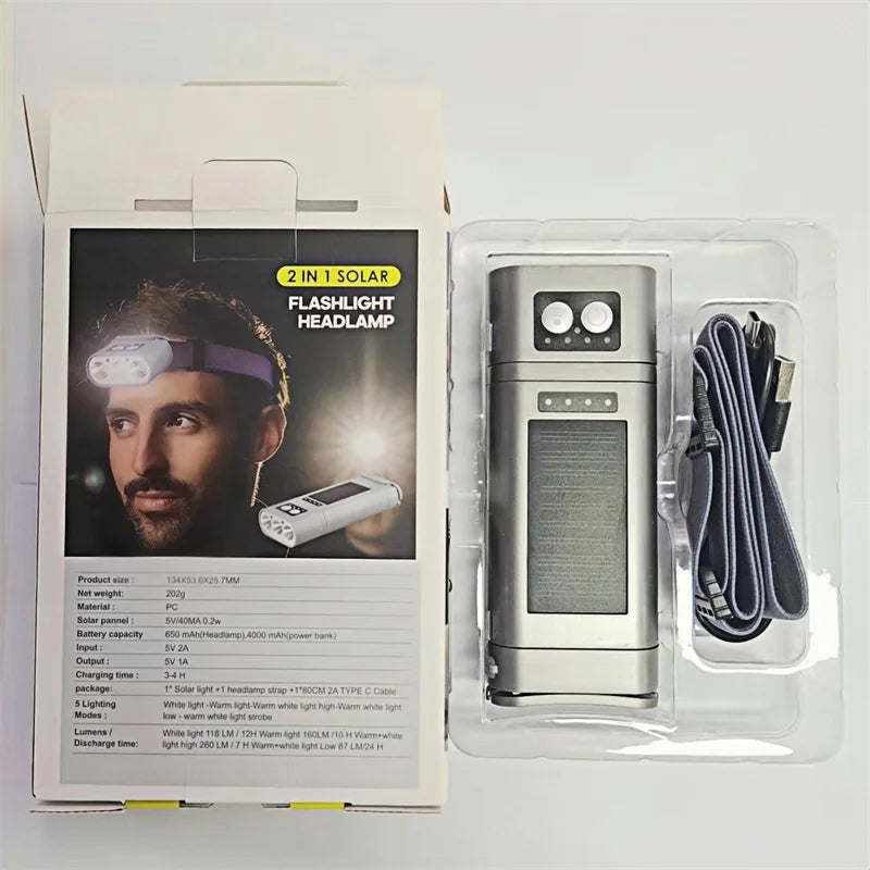 Headlight Flashlight 2-In-1 Multifunctional Portable Lighting With Built-In 18650*2 Lithium Battery That Can Be Used Power Bank