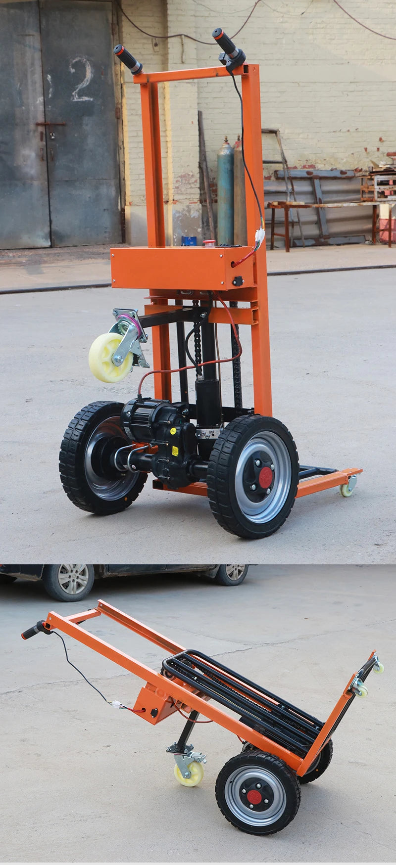 Logistics Warehouse Hand Truck Portable Warehouse Logistics Transport Truck Electric Hydraulic Lift Stacker Hand Trolley Cart