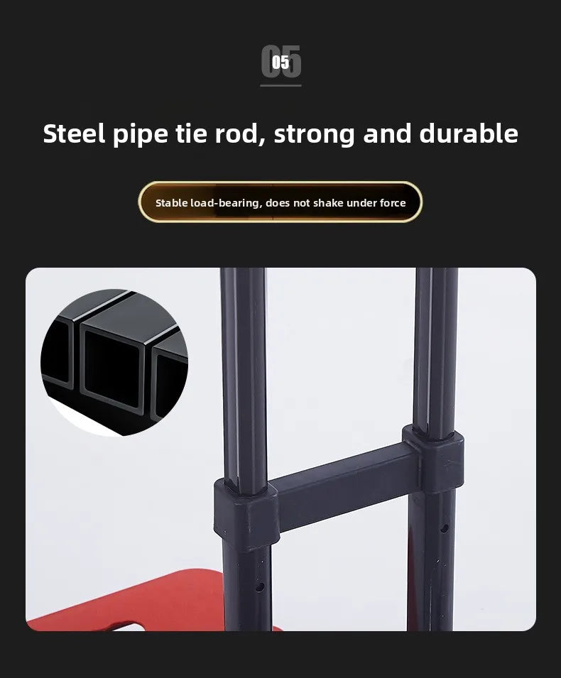 Portable Folding Hand Truck 100kg Load Capacity Home Cargo Flatbed Cart Mute/Regular Wheel Optional Luggage Trailer Drawbar Cart