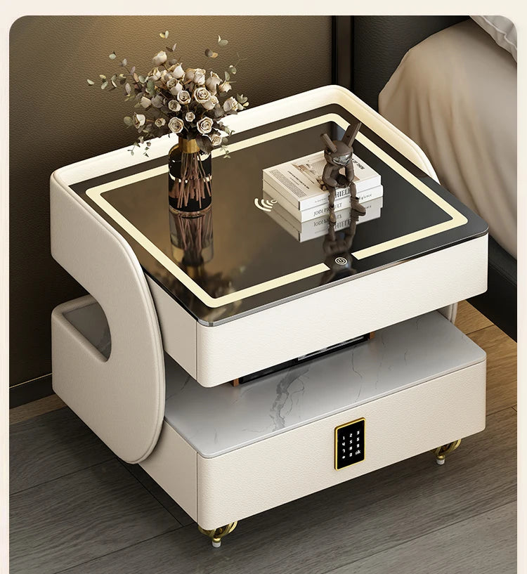 Modern Designer Nightstands With Lock Minimalist Premium Aesthetic Bedside Table Metal Legs Glamour Table De Nuit Furnitures
