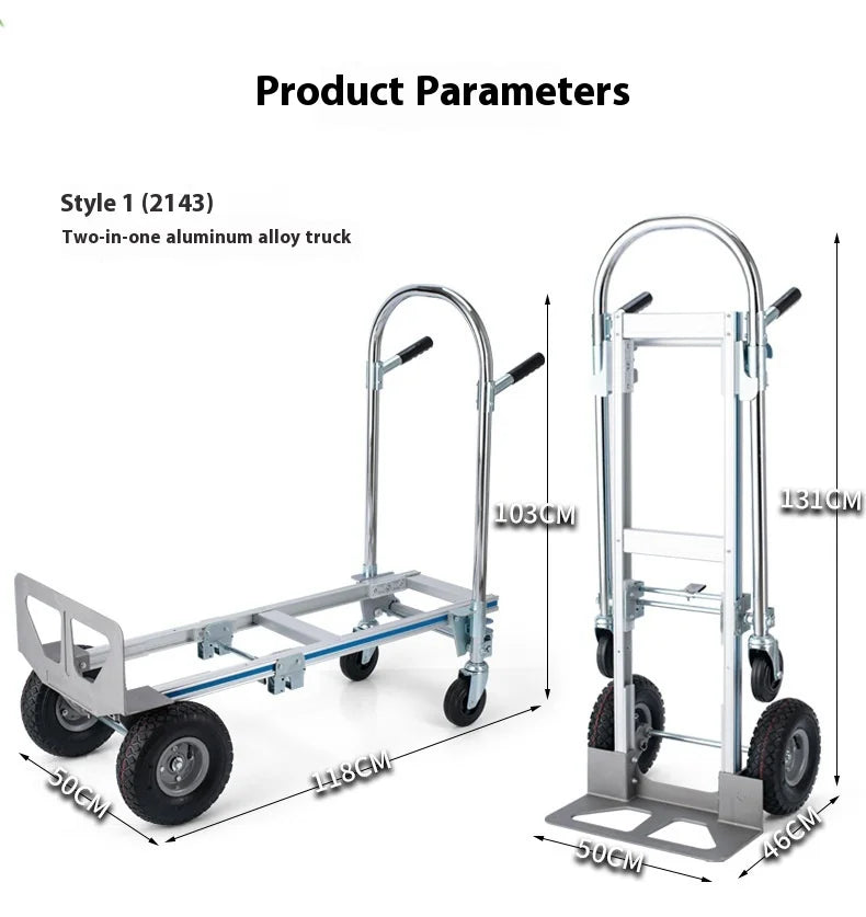Heavy Duty Foldable Steel Hand Truck 300kg Industrial Storage Tools Transportation Garden Cart Platform Trolley Rubber