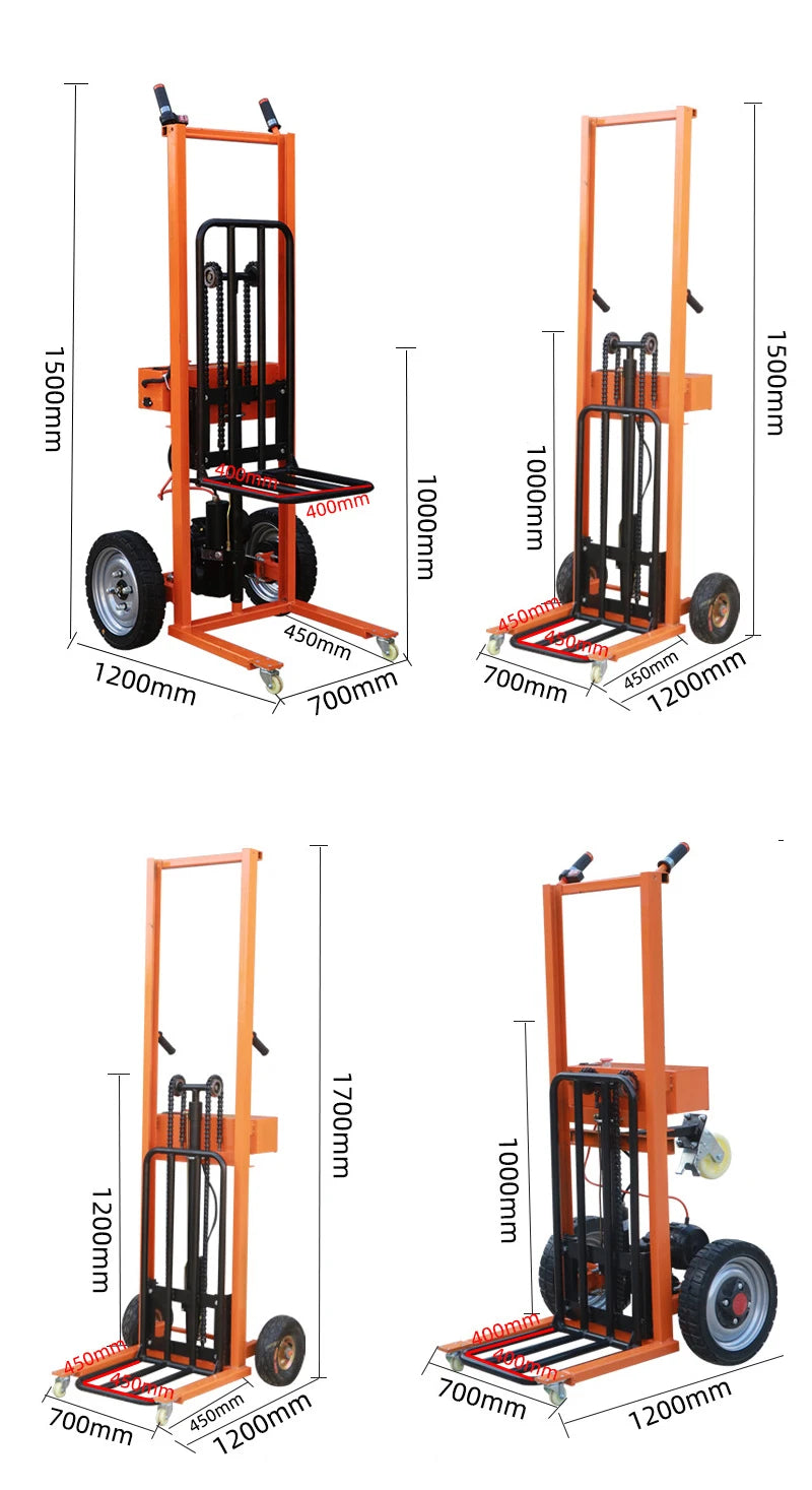 Logistics Warehouse Hand Truck Portable Warehouse Logistics Transport Truck Electric Hydraulic Lift Stacker Hand Trolley Cart