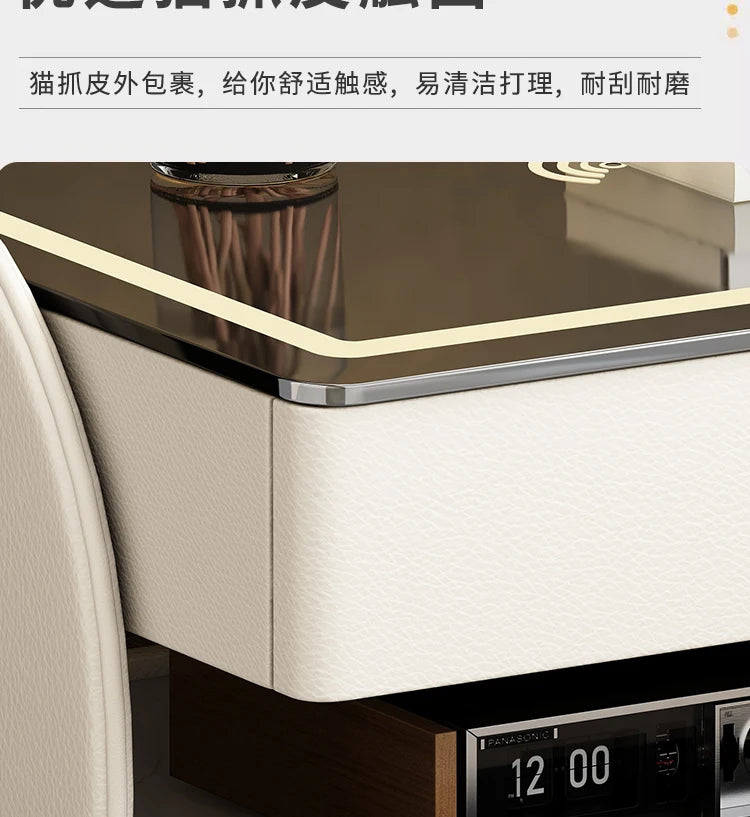 Modern Designer Nightstands With Lock Minimalist Premium Aesthetic Bedside Table Metal Legs Glamour Table De Nuit Furnitures