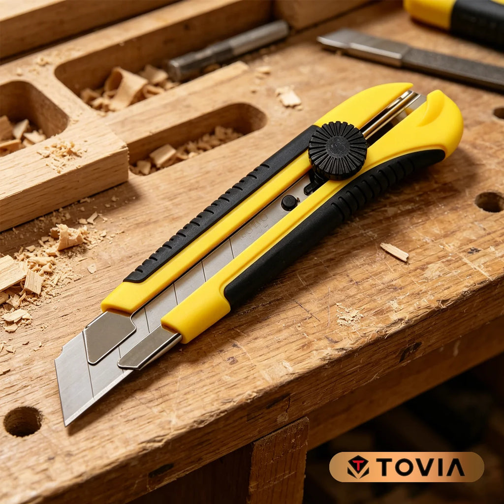25mm Utility Knife SK5 Stainless Steel Blade Retractable Knife Box Cutter Snap-off Pocket Utility Knives DIY Art Outdoor TOVIA