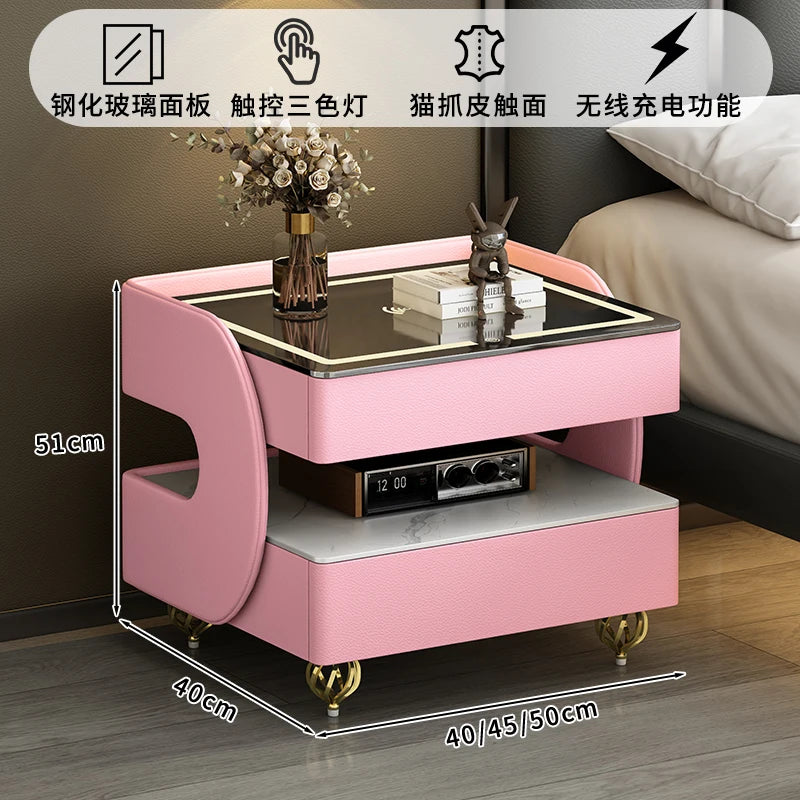 Modern Designer Nightstands With Lock Minimalist Premium Aesthetic Bedside Table Metal Legs Glamour Table De Nuit Furnitures