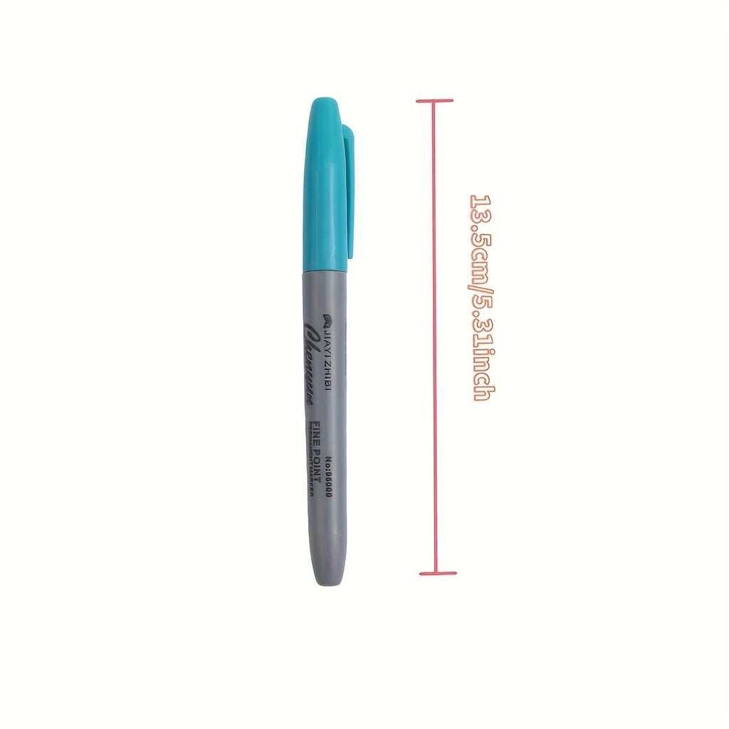 12 permanent markers, with a slender tip design, are durable and long-lasting, suitable for various surfaces