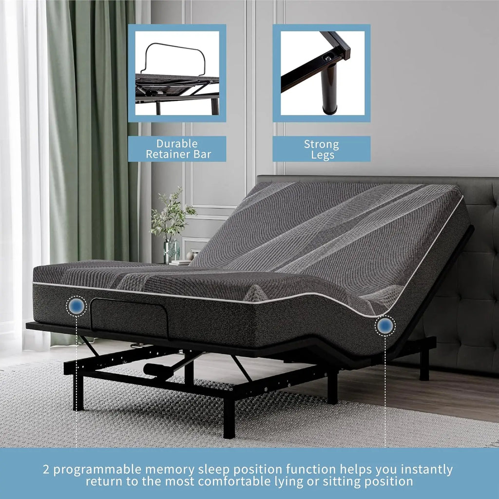 Adjustable Electric Bed Frame Full Size, Motorized Base, USB, Customized