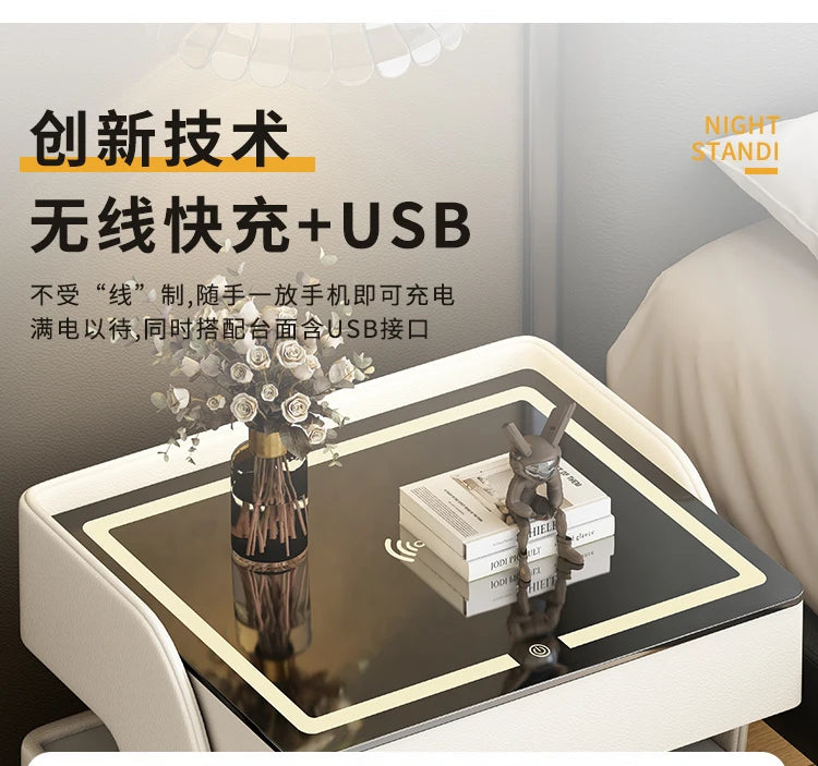 Modern Designer Nightstands With Lock Minimalist Premium Aesthetic Bedside Table Metal Legs Glamour Table De Nuit Furnitures
