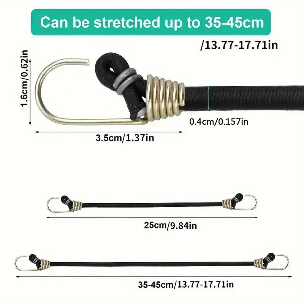 3/6pcs Heavy Duty Black Bungee Cords with Hooks - 6 Pack - Durable Elastic Straps for Securing Cargo and Outdoor Use