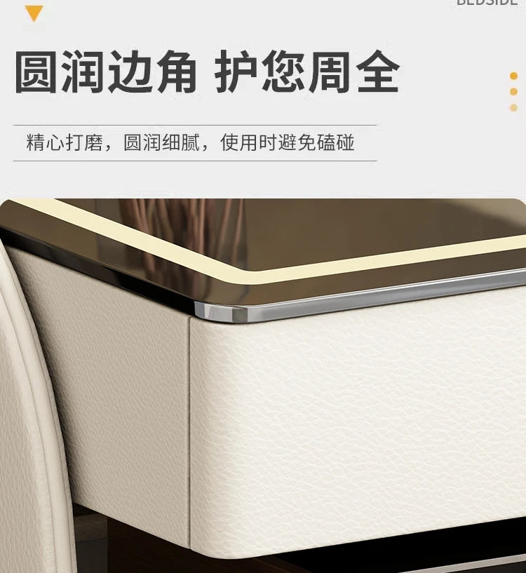 Modern Designer Nightstands With Lock Minimalist Premium Aesthetic Bedside Table Metal Legs Glamour Table De Nuit Furnitures