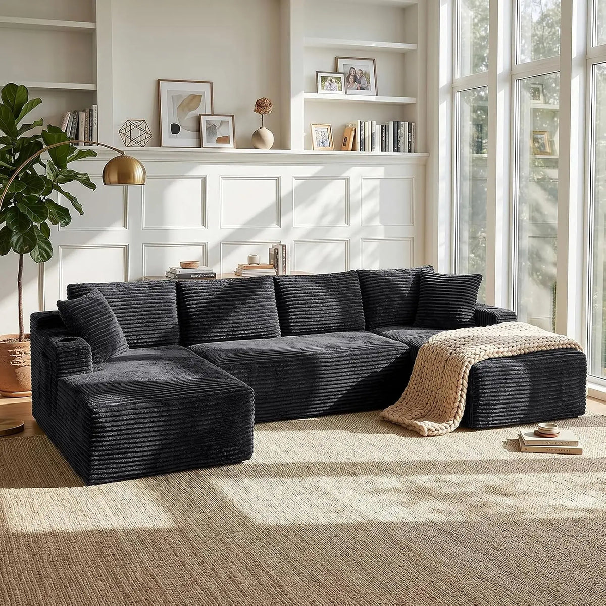 102.4" L-Shaped Boneless Cloud Modular Sectional Sofa With Chaise For Living Room, Customized
