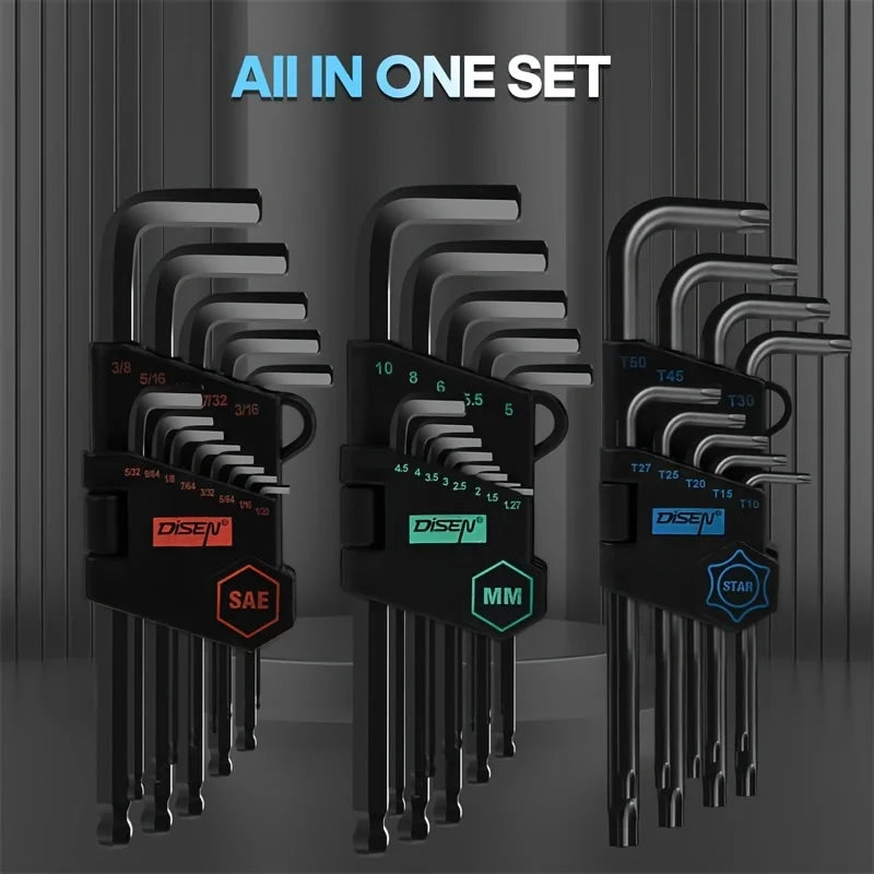 DGEV Allen Key Set，Allen Hex Wrench Screwdriver Set With Sleev Universal Torque Long Metric,for Motorcycles, Bicycles