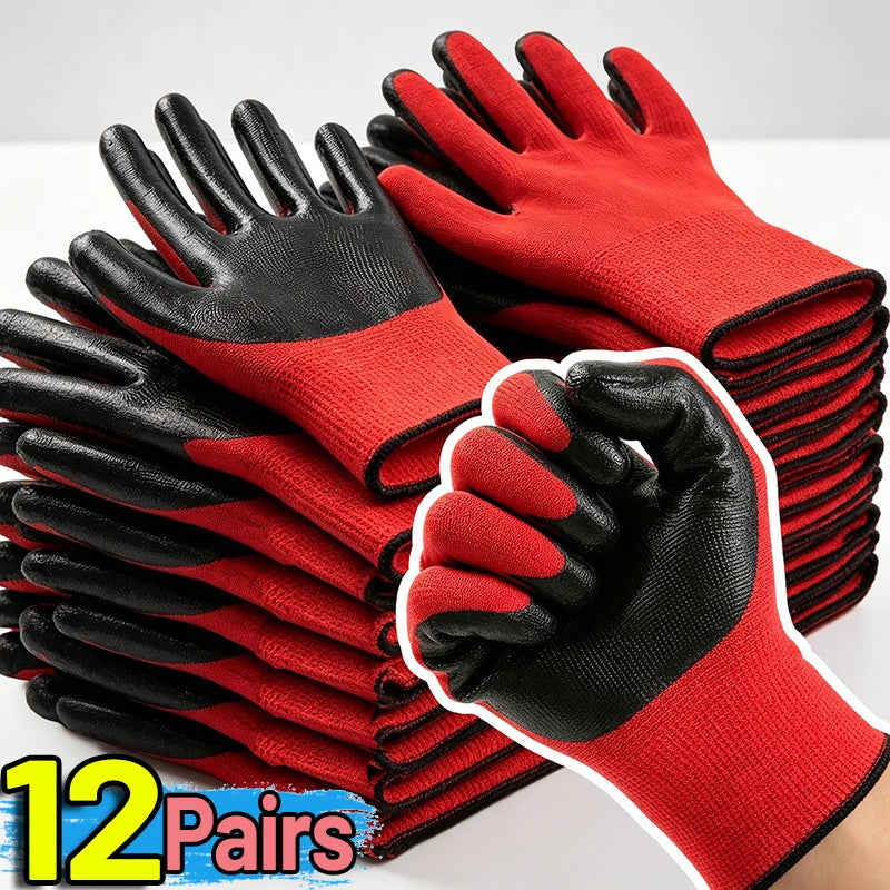 Anti Slip Wear-resistant Work Gloves Thick Latex Safety Work Gloves Palm Coated Gloves Gardening Mechanics Gardening Work Gloves