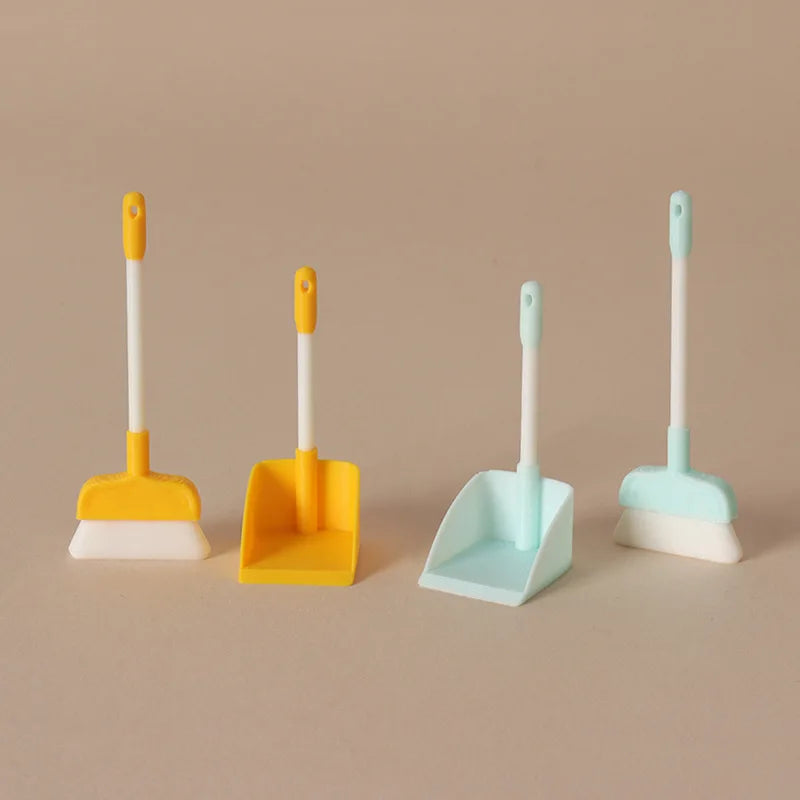 1:12 Dollhouse Mini Cleaning Tools Set Broom 1set Model Dustpan Simulation Scene Accessories Miniature Home Decor Decoration